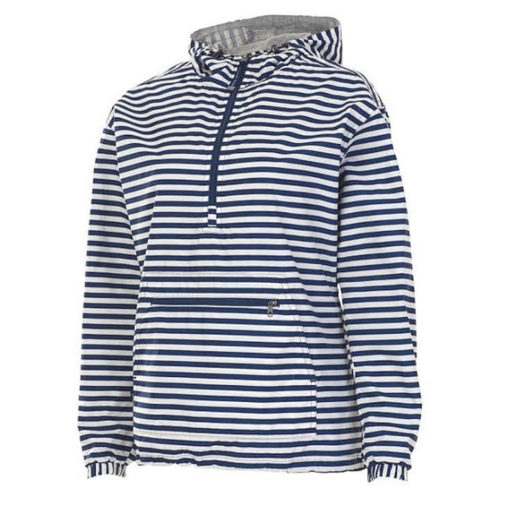 Charles River Chatham Andrak Navy White  Striped Pullover Rain Jacket Sz S